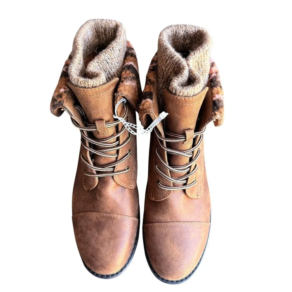 CLIFFS BY WHITE MOUNTAIN Womens Duena Hiking Boot Brown Cozy Cuff‎ Size 10 NEW